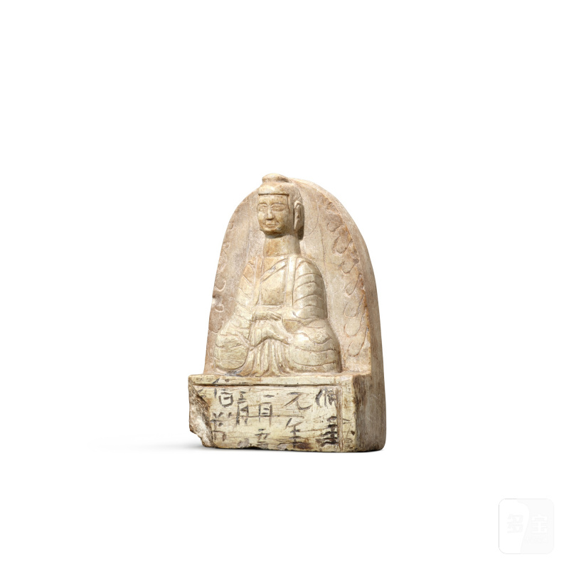 An inscribed marble stele of Buddha, Eastern Zhou dynasty | 東魏 大理石雕坐佛像 - 图2